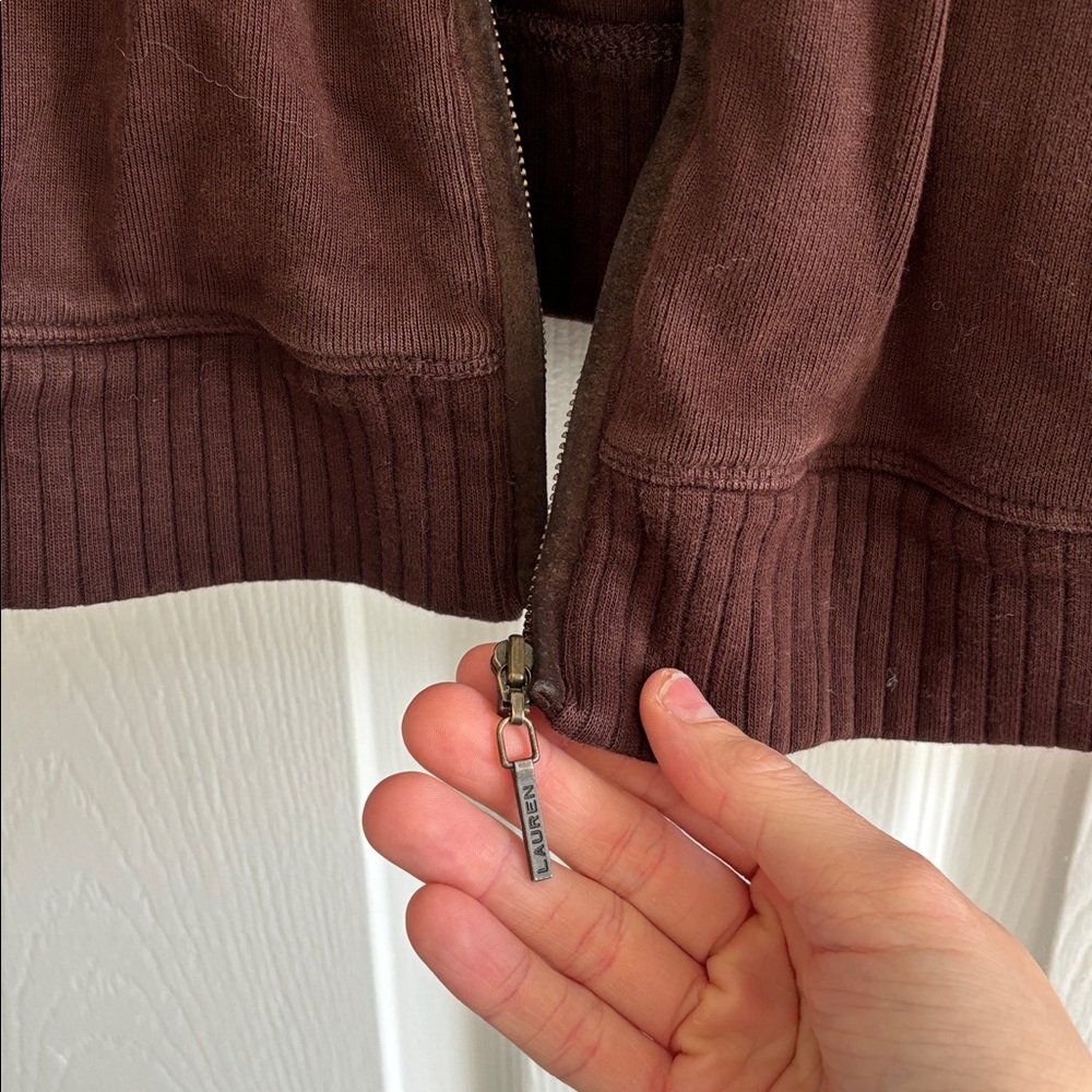 Ralph Lauren Women’s Dark Brown Zip-Up Sweater - Picture 7 of 7